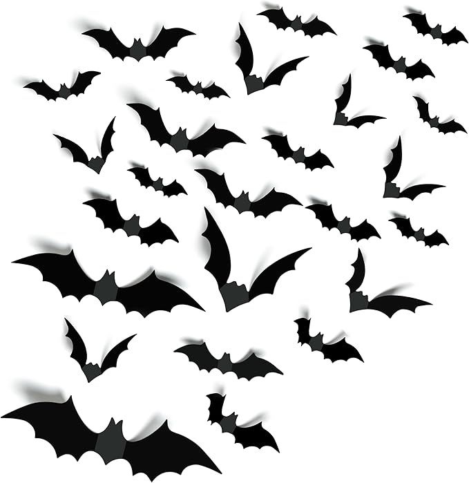 Halloween Party Supplies Hallween Decorations Bats Wall Decor 140PCS Realistic PVC 3D Black Scary... | Amazon (US)