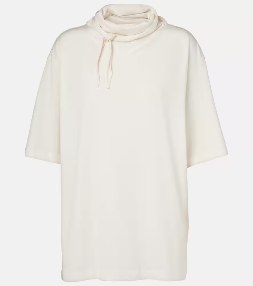 Lemaire Foulard tie-neck cotton jersey T-shirt | Mytheresa (US/CA)