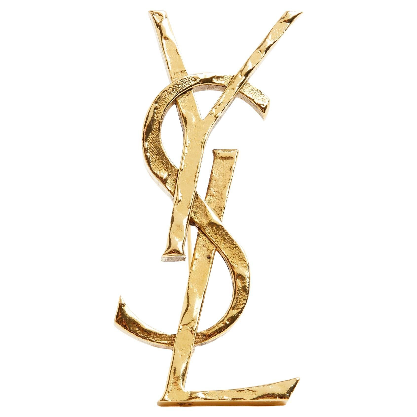 Yves Saint Laurent Broche Cassandre 2025 Maxi Golden YSL Brooch Pristine | 1stDibs