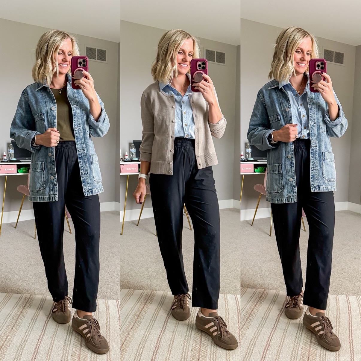 Fall Capsule 2026 🍂 Three ways I'm styling my black wide-leg pants! This is look 4 of 10 with this piece — my 20-piece capsule mixes and matches into 120 outfits. Which one is your favorite?! Shop the pieces on my LTK! 🤎 

 #fallcapsulewardrobe #capsulewardrobe #falloutfits #fallfashion #petitestyle #affordablefashion #ltkstyle #ltkfall