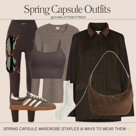 Spring capsule wardrobe outfit - wax jacket - suede handbag - gym leggings - athleisure 

#LTKfitness #LTKfindsunder100 #LTKeurope