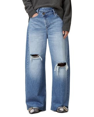 Aki Crossover High Rise Wide Leg Jeans in Light Indigo | Bloomingdale's (US)