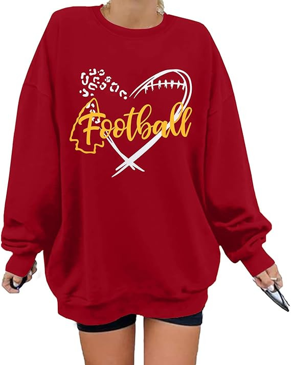ALLTB Football Mom Sweatshirt Women Game Day Football Sweatshirts Gameday Season Shirt Casual Bal... | Amazon (US)