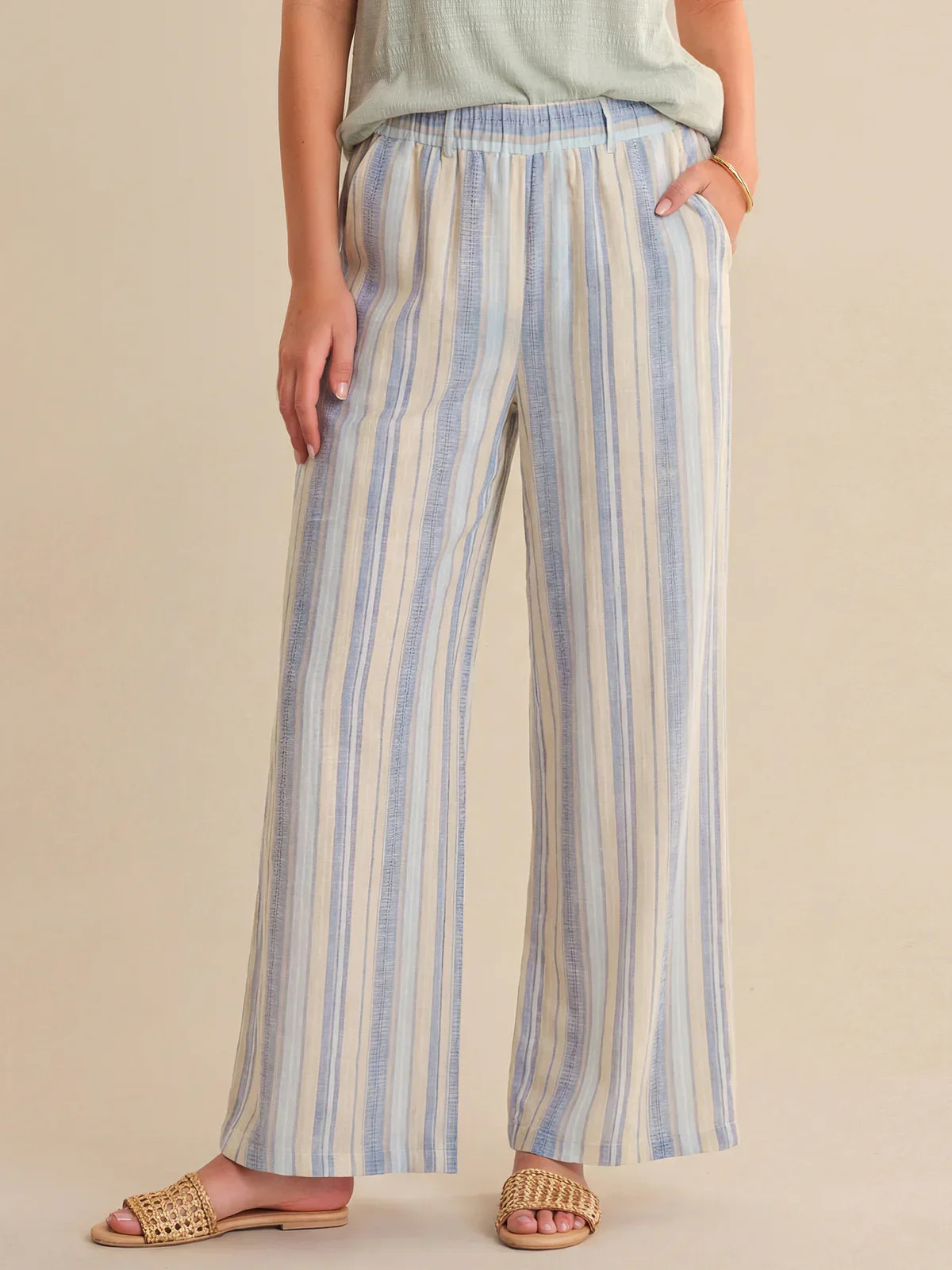 Stripe Wide Leg Pants \u2013 Beige Combo | 89th & Madison | 89th + Madison