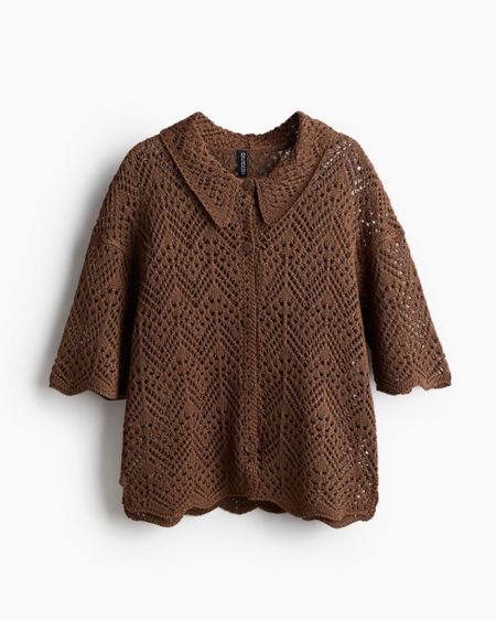 Brown open knit shirt 

#LTKstyletip #LTKfindsunder50 #LTKSeasonal