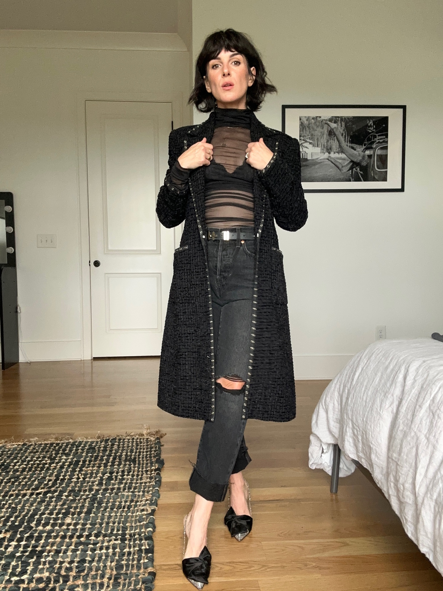 I am OBSESSED with this sheer turtleneck bodysuit and it’s only $50 but can be worn so many ways to instantly elevate everything from a basic pair of black ripped jeans to a simple slip dress, under a band tee, etc. Hands down the best addition I’ve made to my wardrobe this Fall! Also, these Levi’s are perfection. Just baggy enough to be super comfortable but still extremely flattering! Very into these vintage satin bow heels so have a few options that are similar below! #falloutfit #datenight #ootd #ltkstyleinspo #styleinspo #fallfashion 

#LTKstyletip #LTKfindsunder100 #LTKGiftGuide