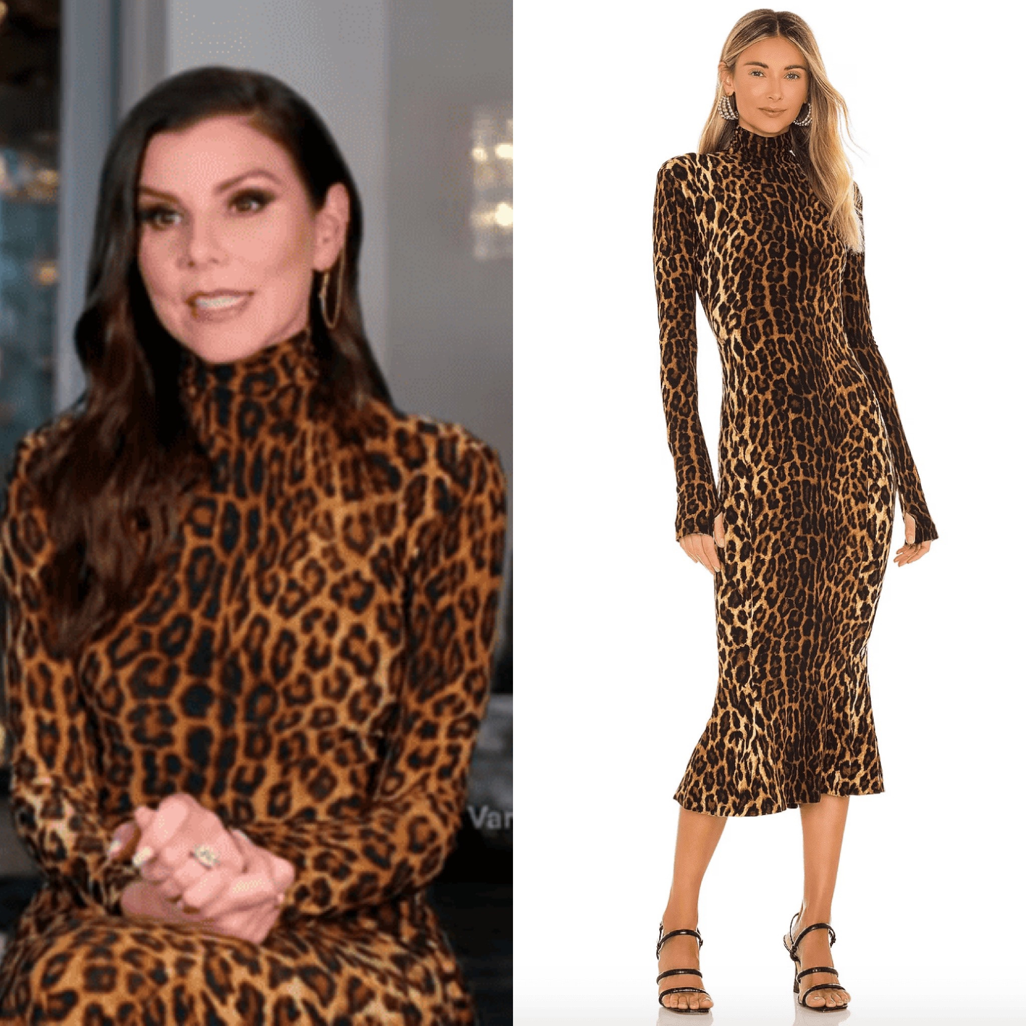 Leopard Love // Heather Dubrow's Leopard Print Confessional Dress Is Sold Out Norma Kamali // Shop Similar Styles With The Link In Our Bio #RHOC #HeatherDubrow 
