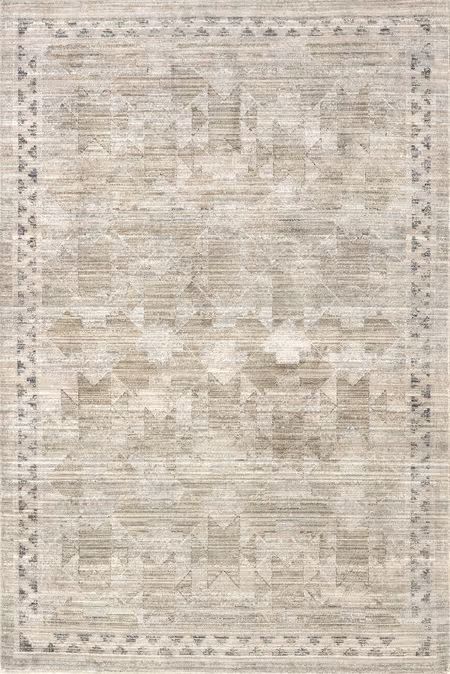 Beige Shia Bordered Washable Indoor/Outdoor 4' x 6' Area Rug | Rugs USA