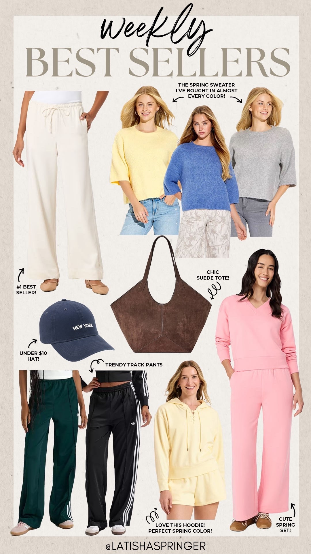 Last week’s best sellers!

#bestsellers

Weekly best sellers. Last weeks most loved finds. Target finds. Target fashion. Target new arrivals. Walmart fashion. Walmart spring matching lounge set. Trendy suede tote bag. New York bars all cap. Aritzia inspired pull on pants. Spring sweater. Target spring sweater. Trending track pants. Adidas track pants. Trending for spring. Yellow spring sweatshirt. Trendy spring style. 

#LTKSaleAlert #LTKSeasonal #LTKootd
