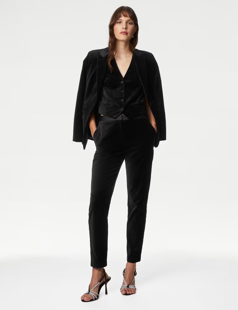 Velvet Slim Fit Ankle Grazer Trousers | Marks & Spencer (UK)