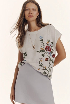 By Anthropologie Growing Florals Muscle Tee | Anthropologie (US)