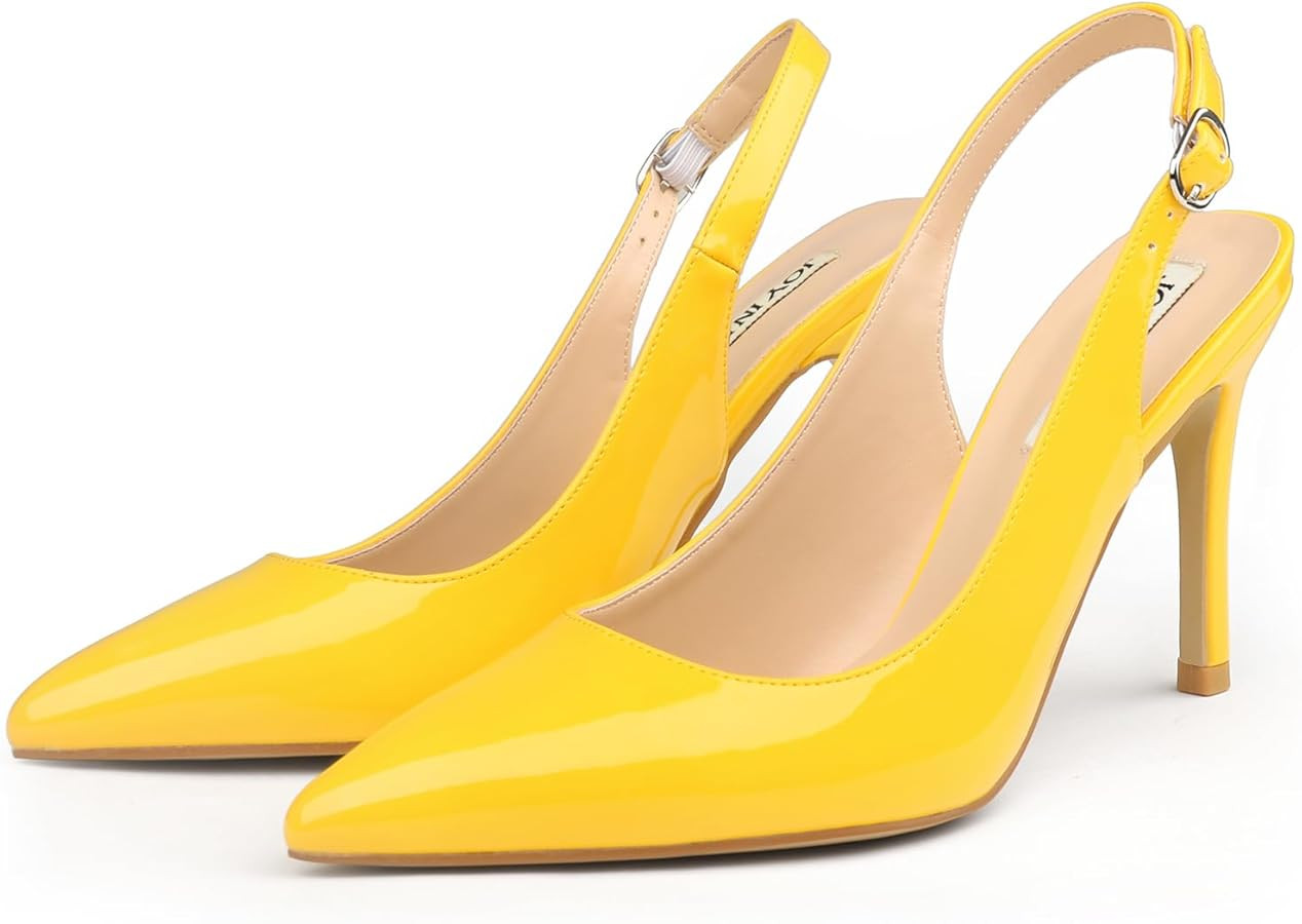 JOY IN LOVE Womens Slingback High Heels Stiletto Pointed Closed Toe Pumps | Amazon (US)
