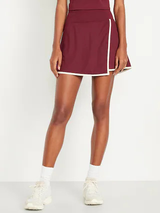 High-Waisted PowerSoft Faux-Wrap Skort | Old Navy (US)