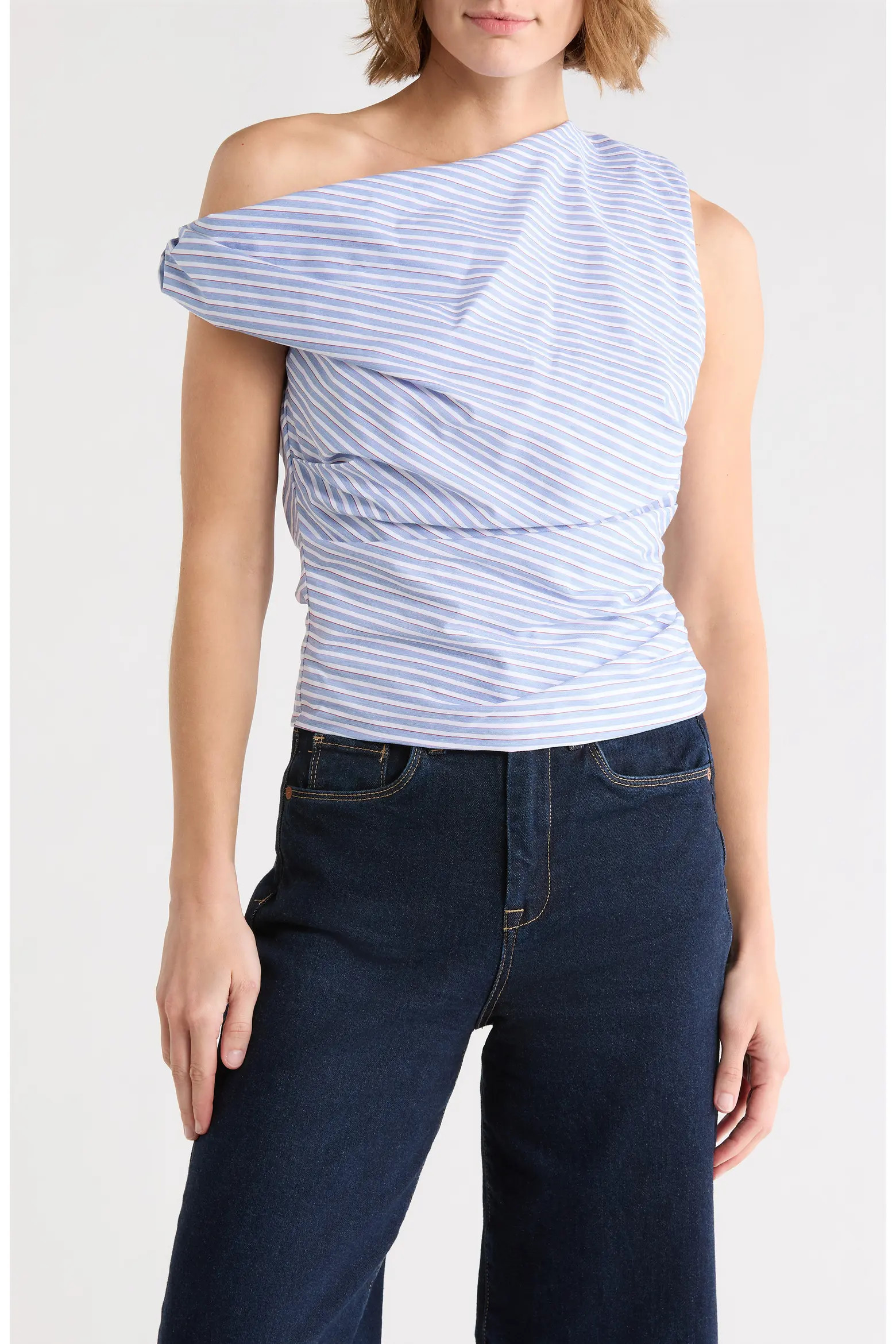 Stripe One-Shoulder Poplin Top (Women) | Nordstromrack | Nordstrom Rack