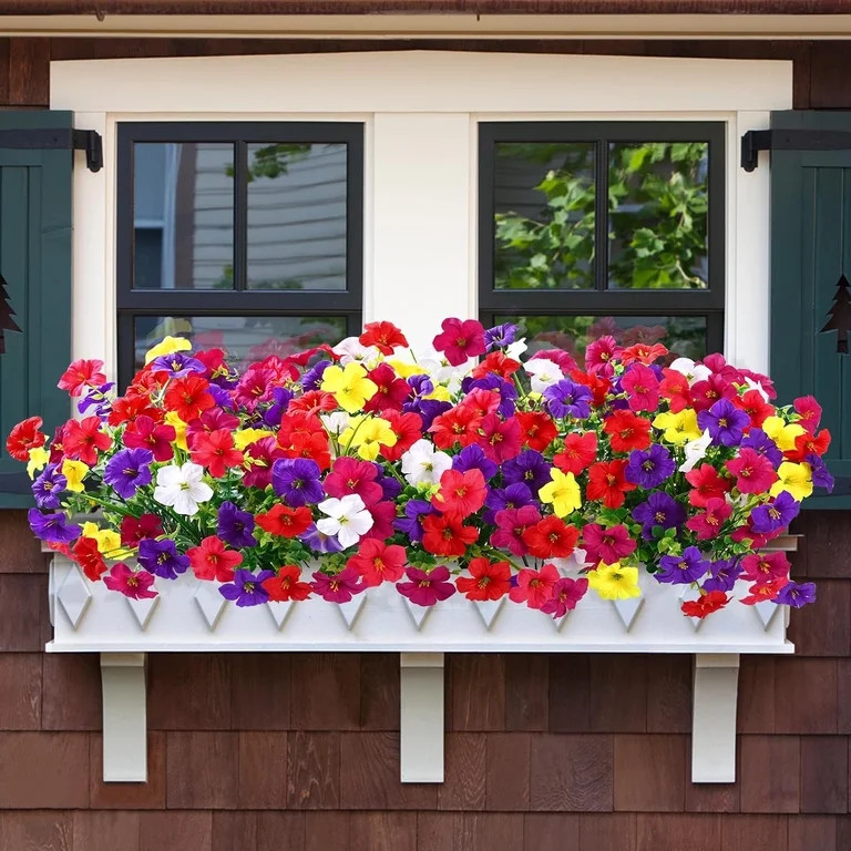 Waipfaru Artificial Flowers for Outdoors Fake Plants Outside Decoration, 12 Bundles UV Resistant ... | Walmart (US)