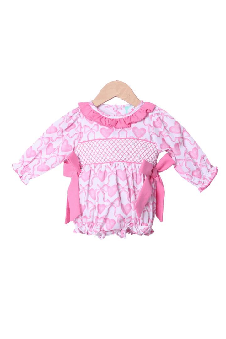 Smocked Heirloom Pearl Heart and Bow Bubble | The Smocked Flamingo