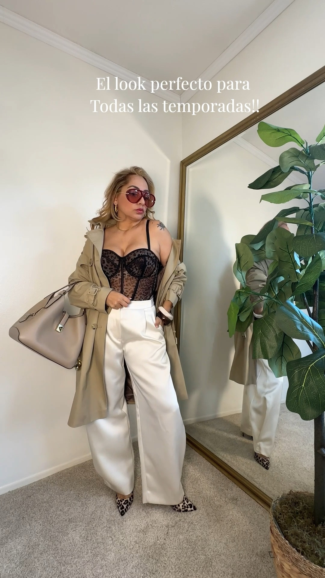 Un Look versátil es oro✨ 
Una buena gabardina, un corset q funciona en todas las épocas y un barrel pants en satin + Leopard shoes infaltales en una mujer apasionada por la moda 🐆 y cartera de color ON PONIT ✨

#LTKdayinmylife #LTKOver40 #LTKootd