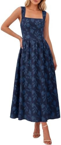 BerryGo Womens Summer Wedding Guest Dresses Casual Sleeveless Square Neck Boho Flowy Formal Vacat... | Amazon (US)