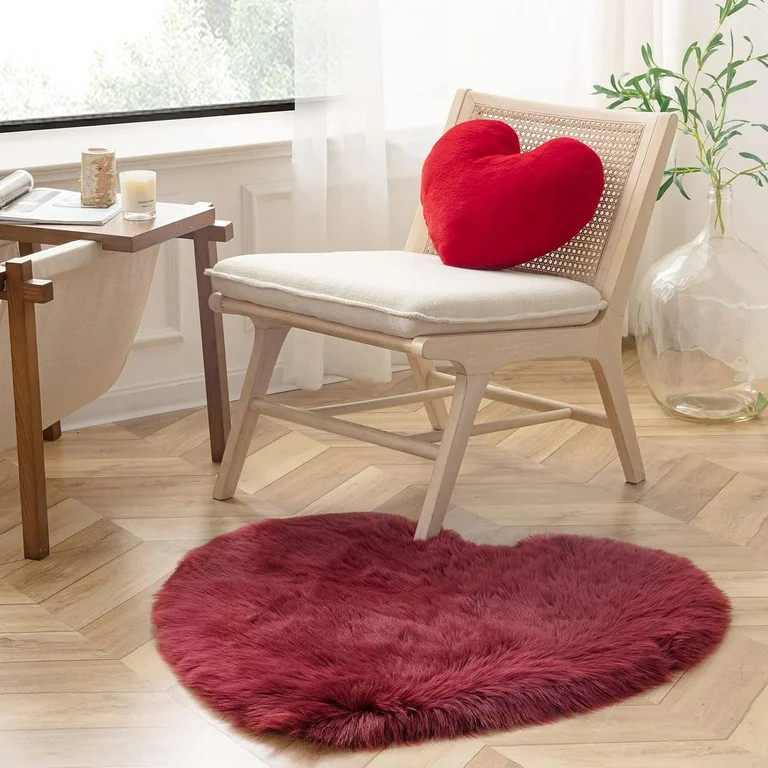 Fuebueo Heart Pillow, Red Heart Pillows, Love Pillow Gifts, Small Heart Shaped Pillows, Faux Rabb... | Walmart (US)