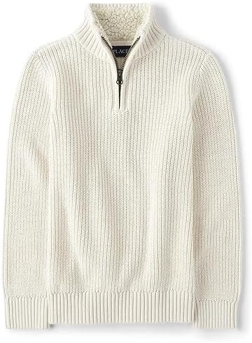 The Children's Place Boys' Long Sleeve Quarter Zip Pullover Sweater | Amazon (US)