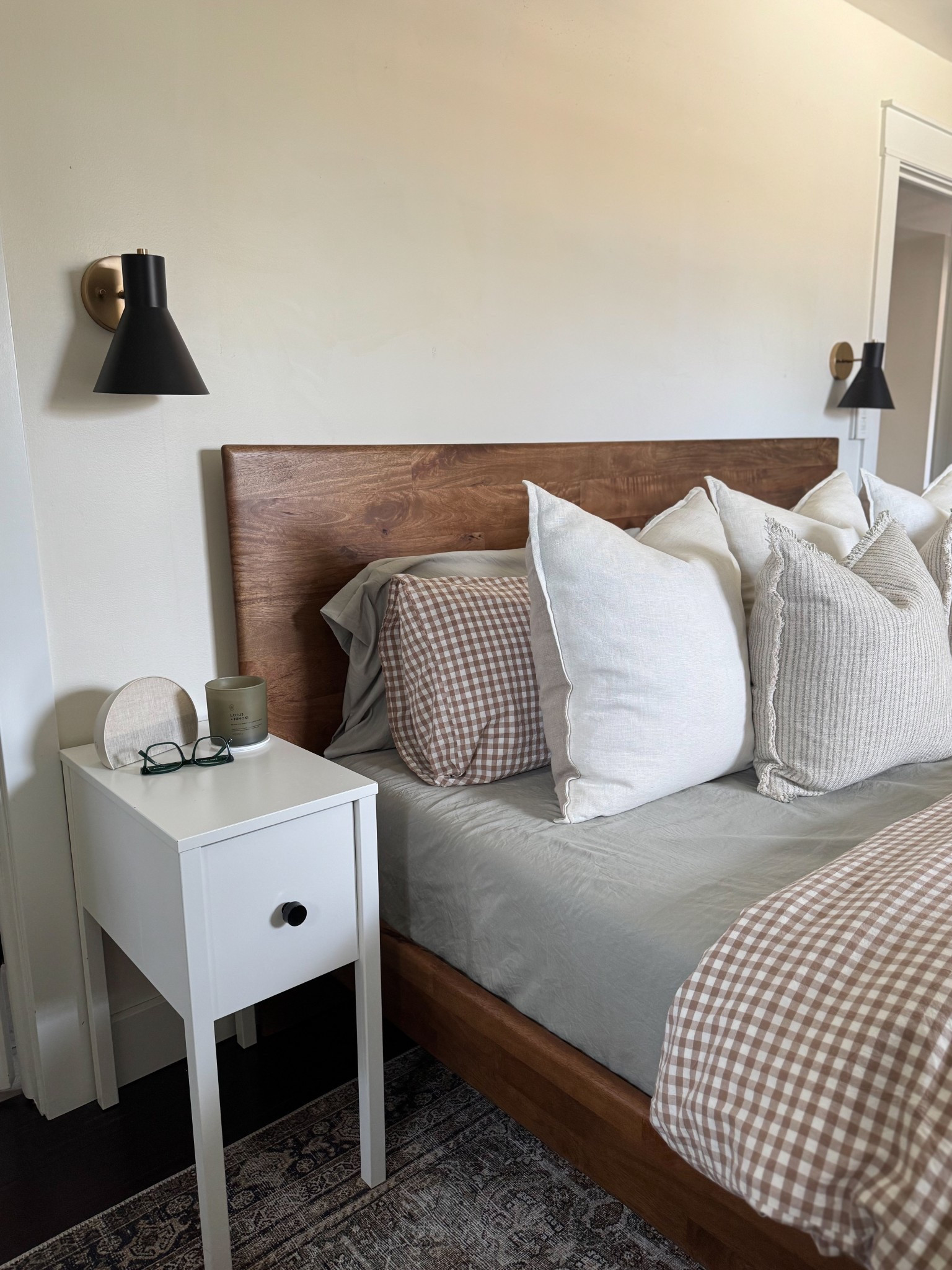 Refreshed bedding 😍 this gingham duvet cover is sooo cute! Comes in different color options, too. I love the tan paired with sage green for spring! Will be perfect for summer / into fall, too🤍

Amazon finds, duvet cover, west elm bed frame, wooden bed, sconces, gingham print 

#LTKFamily #LTKHome #LTKFindsUnder100