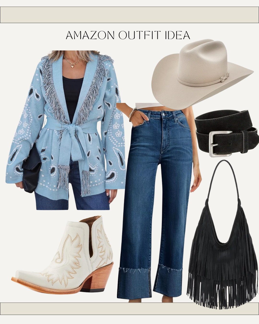 Western casual fall outfit idea - day time NFR outfit - The perfect outfit for anything - cuffed denim jeans - fringe fall bag - Ariat cowgirl booties - cowboy hat cowgirl hat

#LTKgrwm #LTKootd #LTKWorkwear