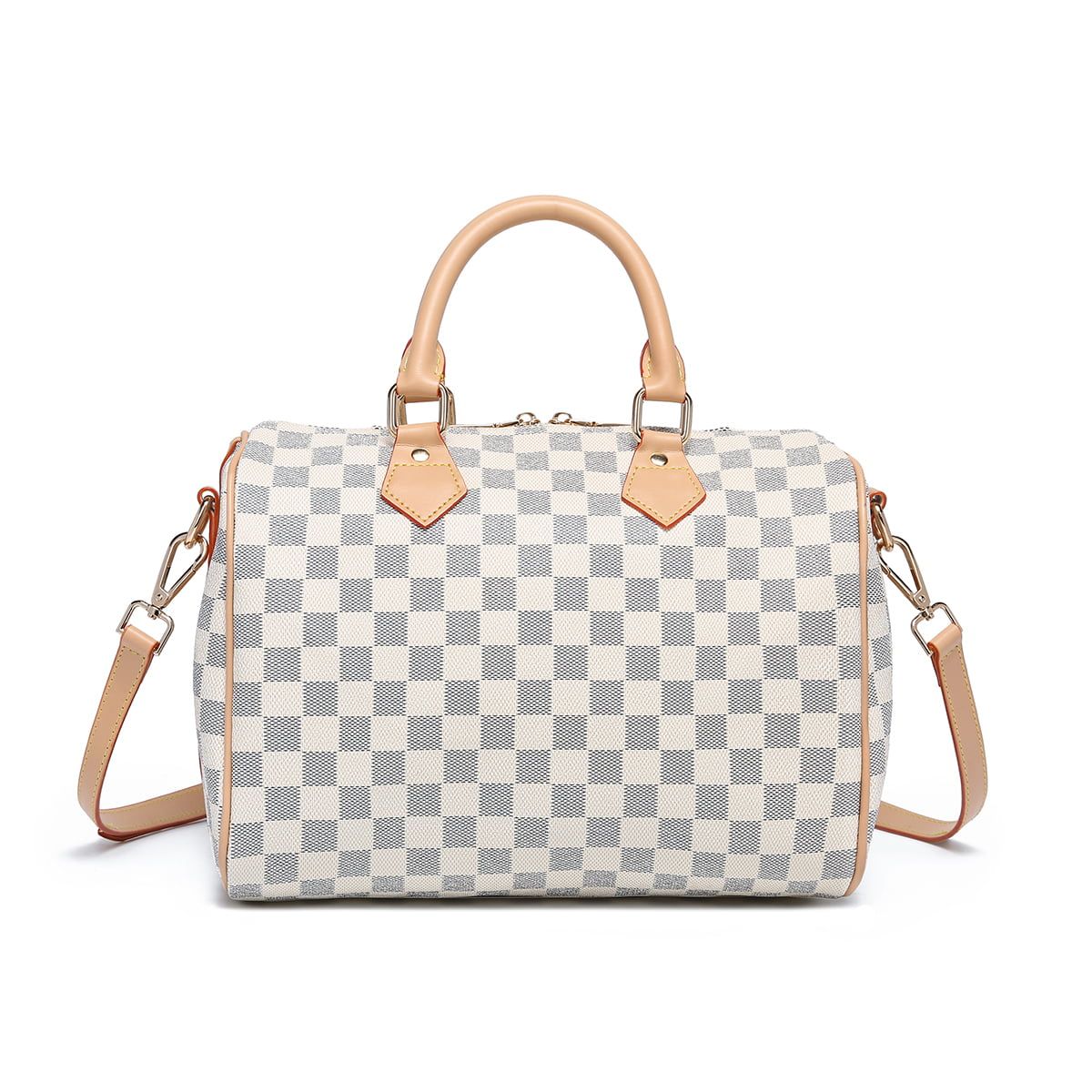 TWENTY FOUR Checkered Tote Shoulder Bag with Inner Pouch - PU Vegan Leather Shoulder Handbags Fas... | Walmart (US)