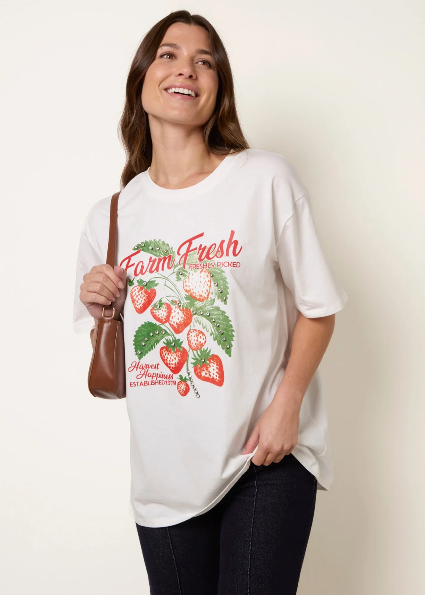 Blue Vanilla Ivory Strawberry Graphic Print Crew-Neck T-shirt | Matalan (UK)