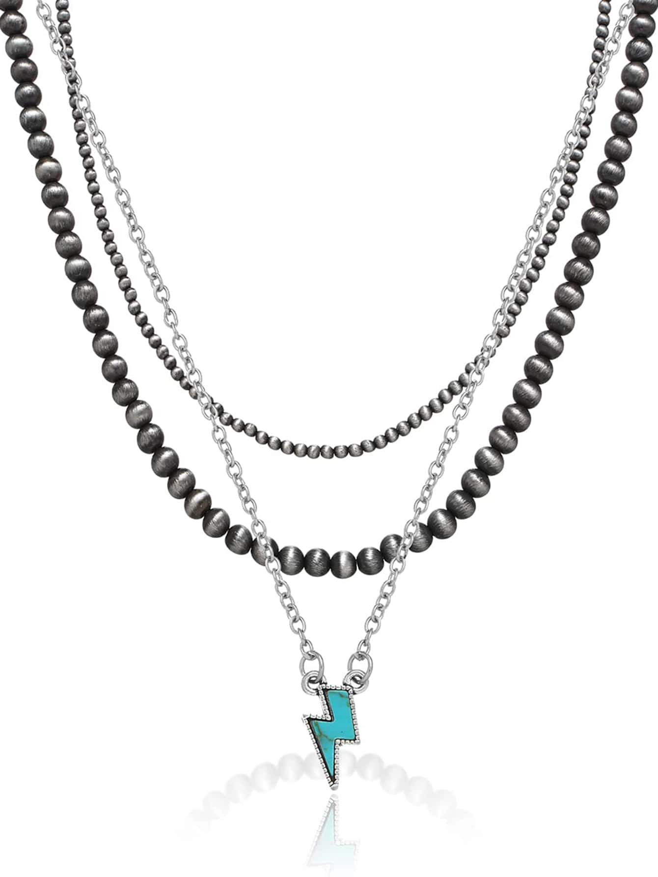 1pc Female Navajo Pearl Layered Necklace Faux Navajo Pearl Beaded Necklace Set Western Necklace J... | SHEIN