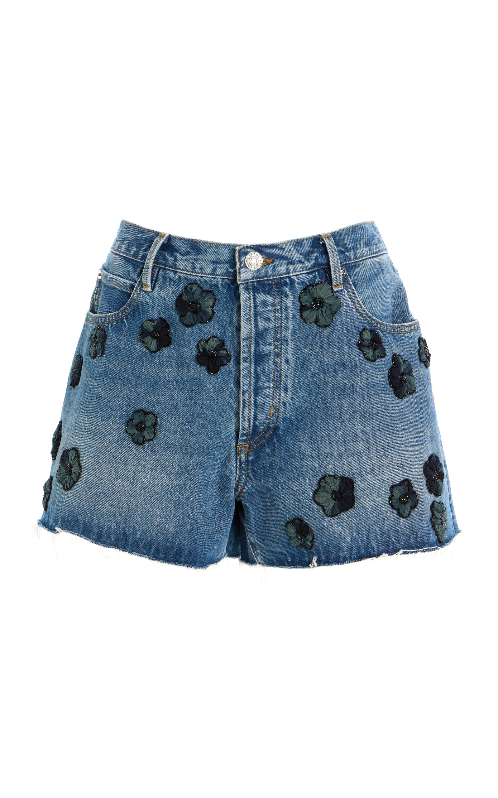 FRAME - The Hang Embellished Denim Shorts - Dark Wash - 29 - Moda Operandi | Moda Operandi (Global)