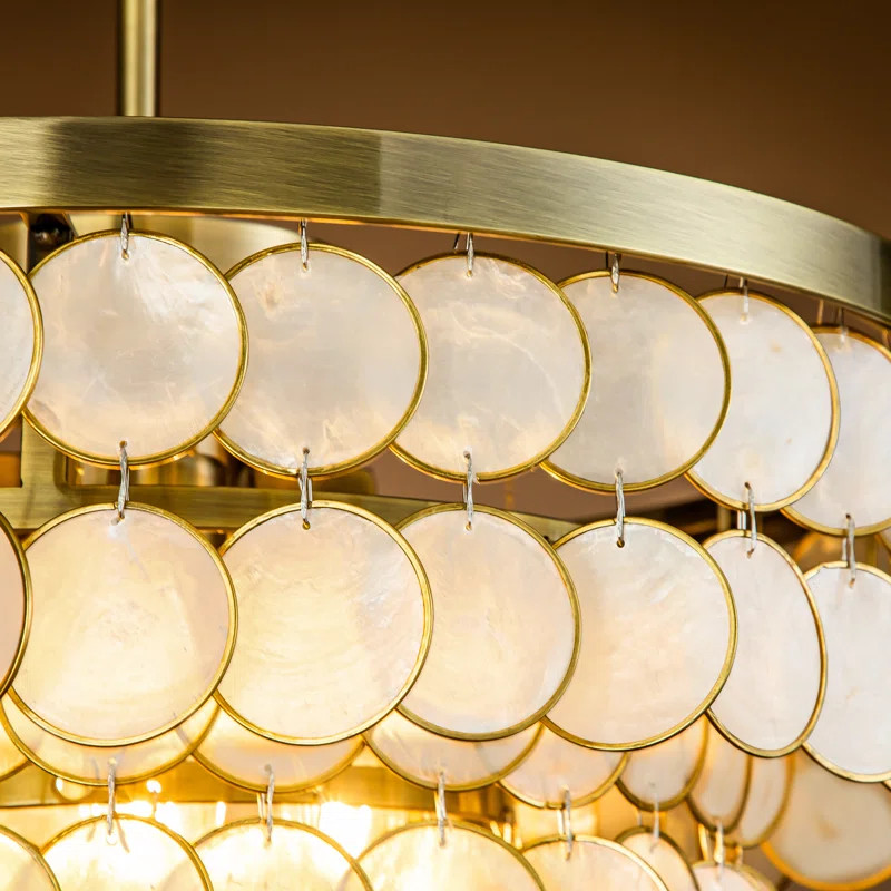 Gohar 4-Light Unique/Statement Round Coastal Capiz Shell Chandelier With Natural Seashell Accents | Wayfair North America