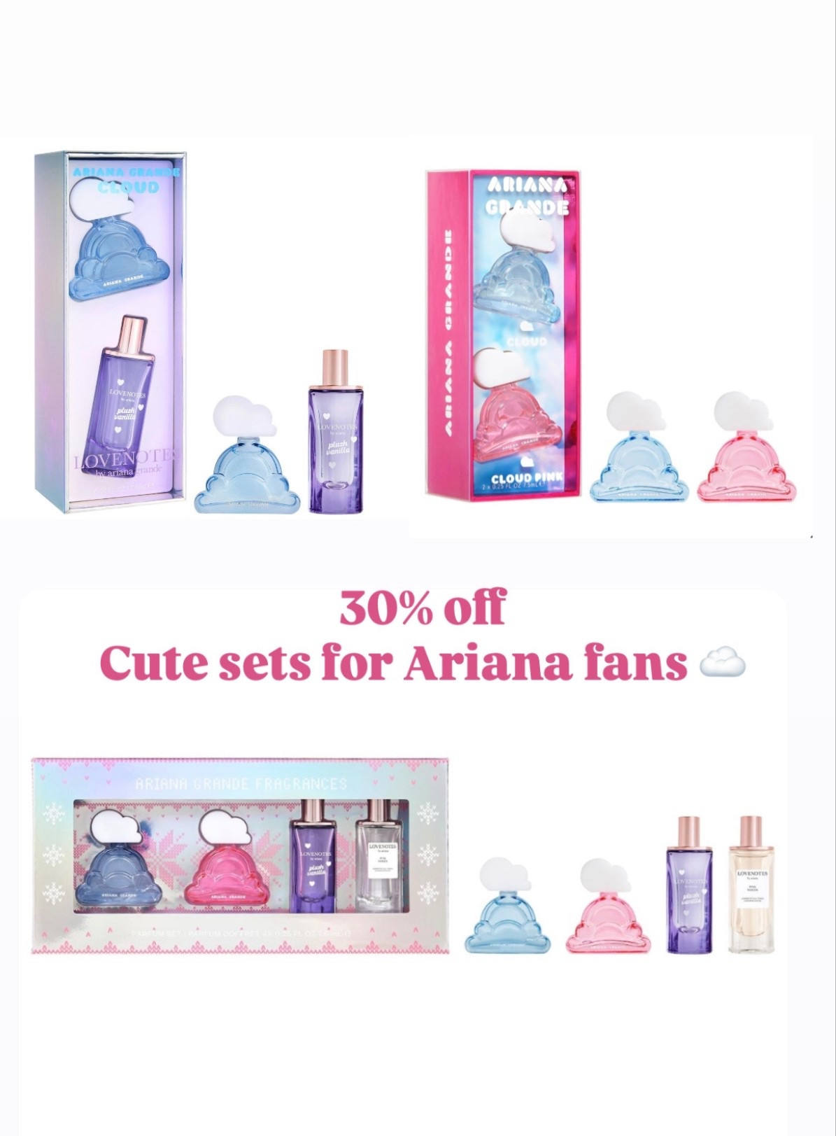 30% off Ariana Grande fragrances! Perfect gift for the tweens. 🎁 I love the mini ones! 

Ariana Grande cloud mini set ☁️ 

#LTKCyberWeek #LTKGiftGuide #LTKSaleAlert