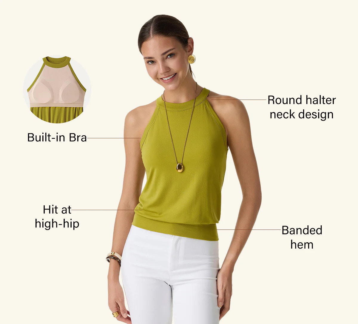 Halter Neck Banded Hem Bra Tank | OGLmove