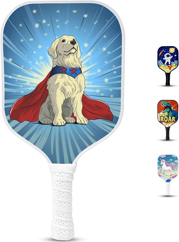 Kids Pickleball Paddle - Playful Dog Design | Lightweight Fiberglass Paddle for Children Under 12... | Amazon (US)