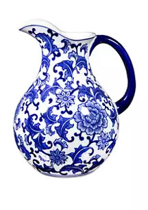 10 Inch Blue and White Pitcher | Belk