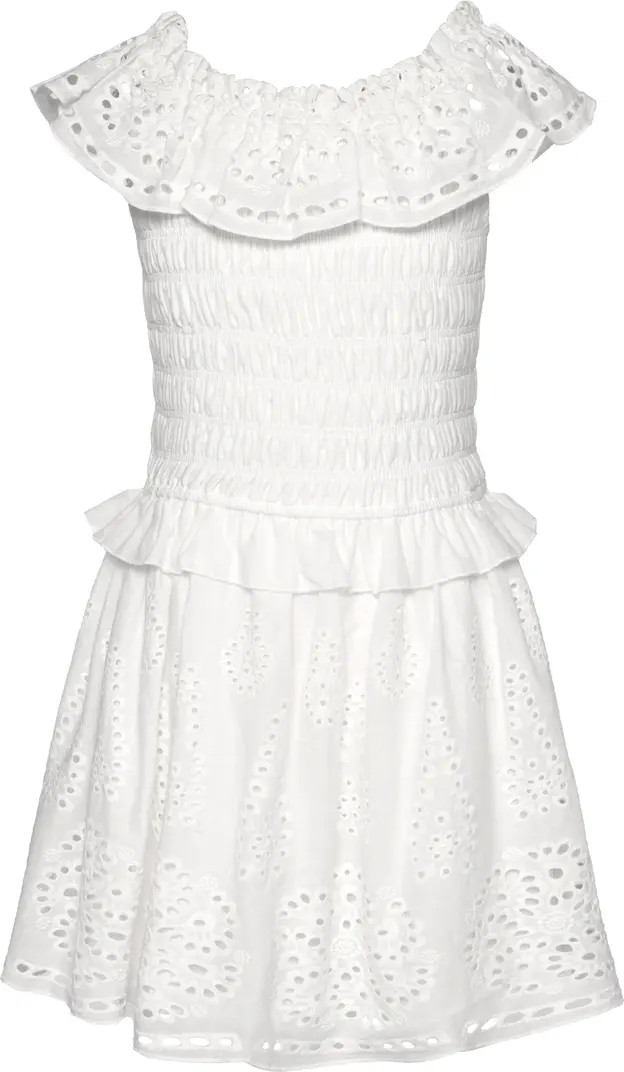 Hannah Banana Kids' Shirred Cotton Eyelet Dress | Nordstrom | Nordstrom