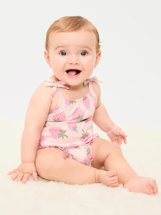 Printed Sleeveless Tie-Strap Romper for Baby | Old Navy (US)