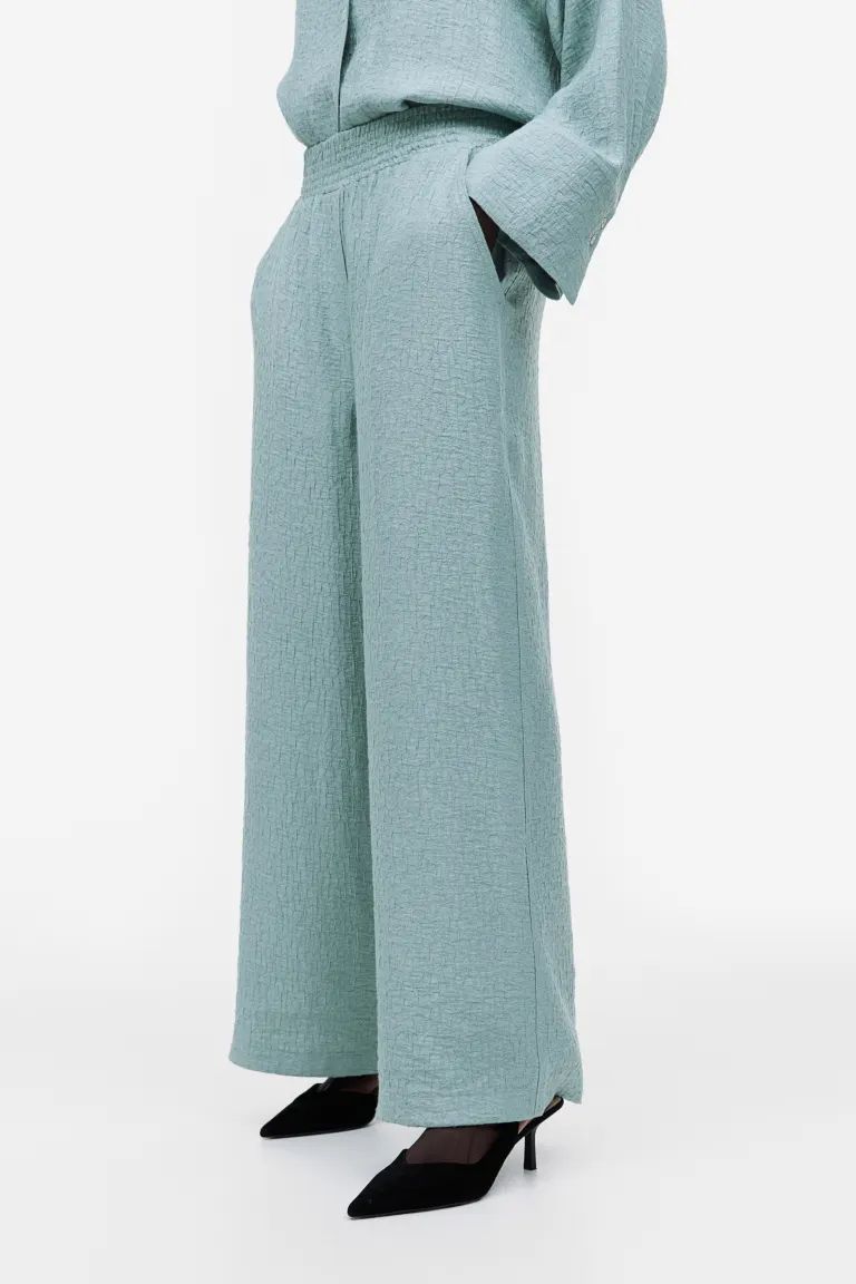 Wide-cut Jacquard-weave Pants | H&M (US + CA)
