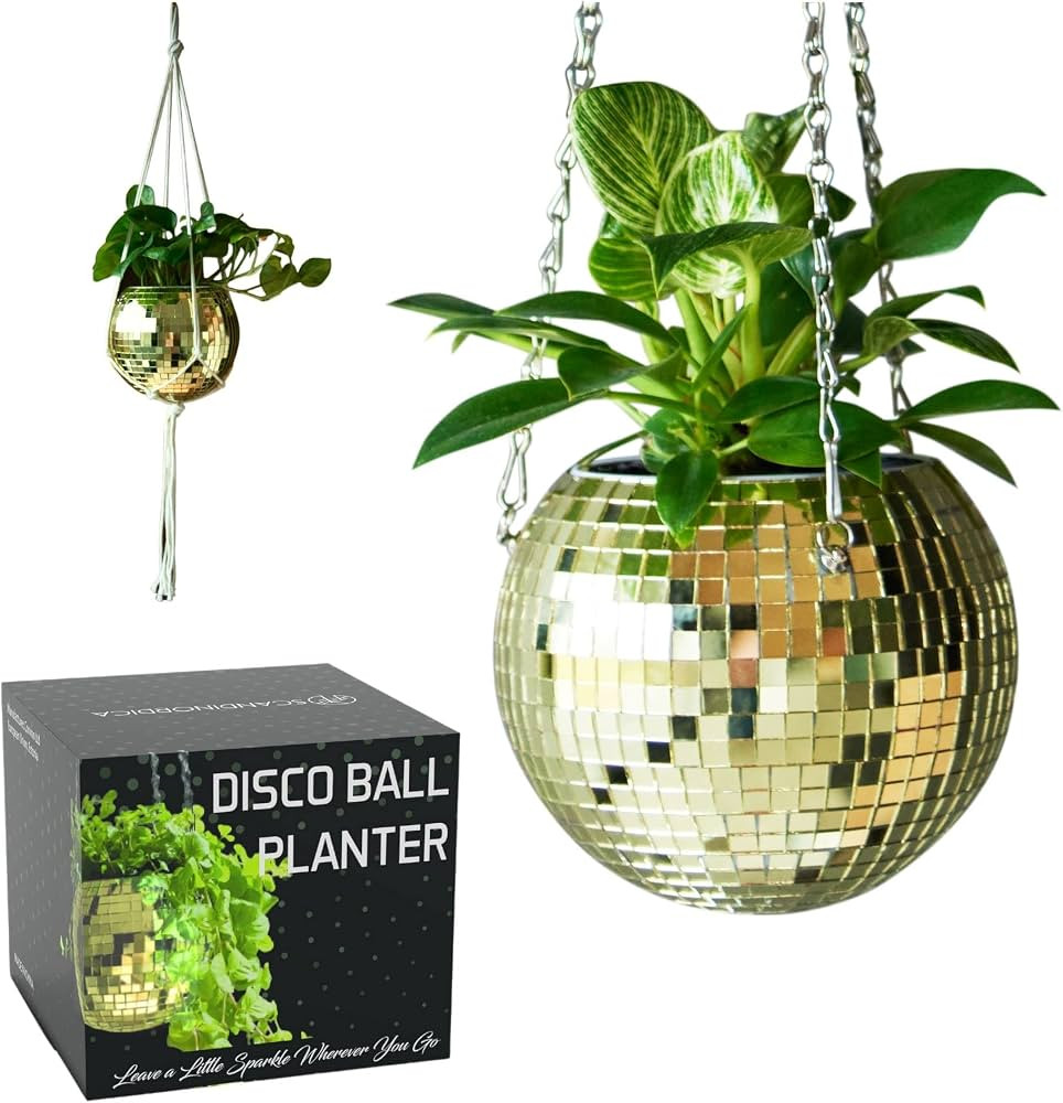 SCANDINORDICA Disco Ball Planter – Value Package: Mirror Disco Planter with Chain, Macrame Hang... | Amazon (US)