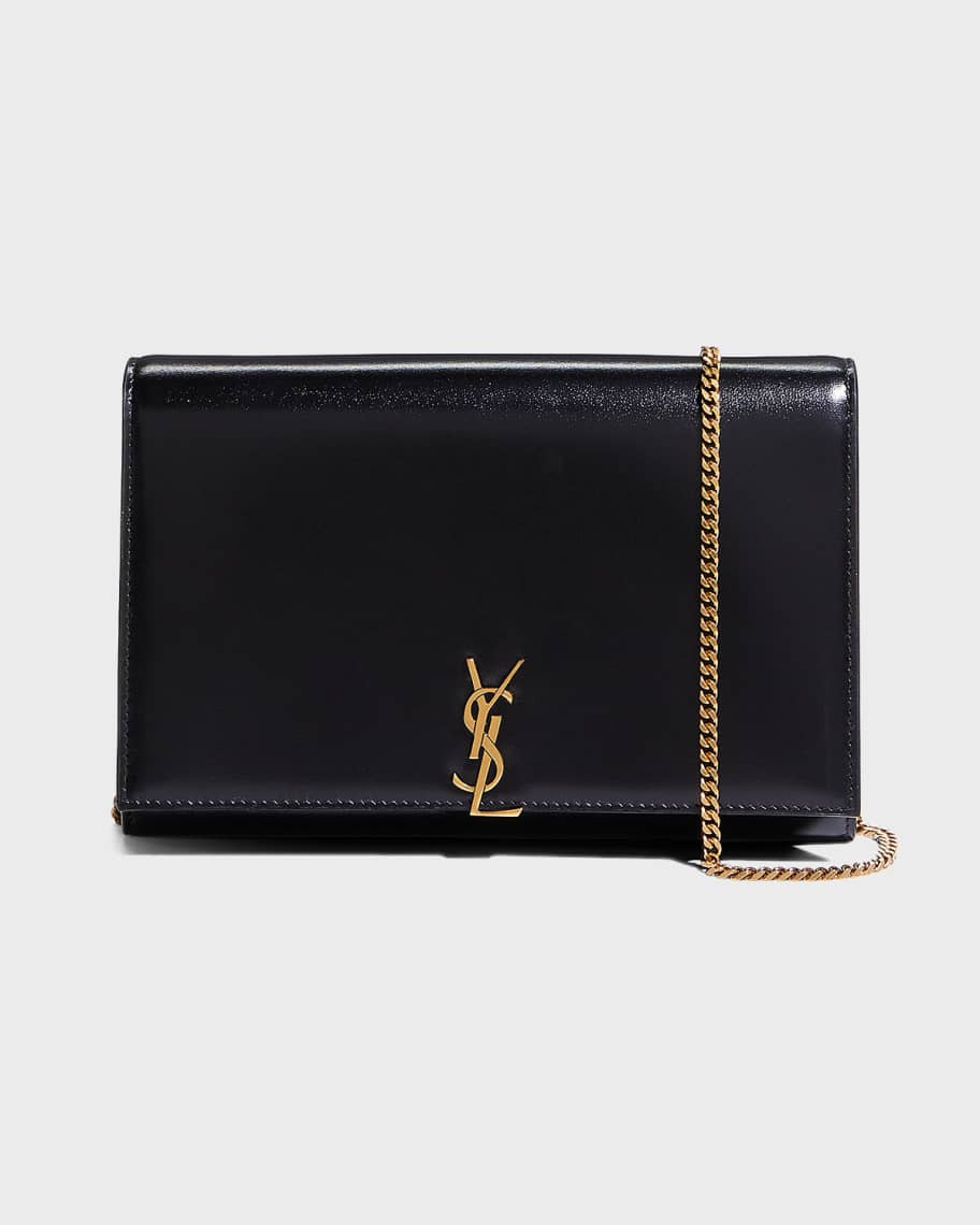 Saint Laurent Le Monogramme YSL Glossy Wallet on Crossbody Chain | Neiman Marcus