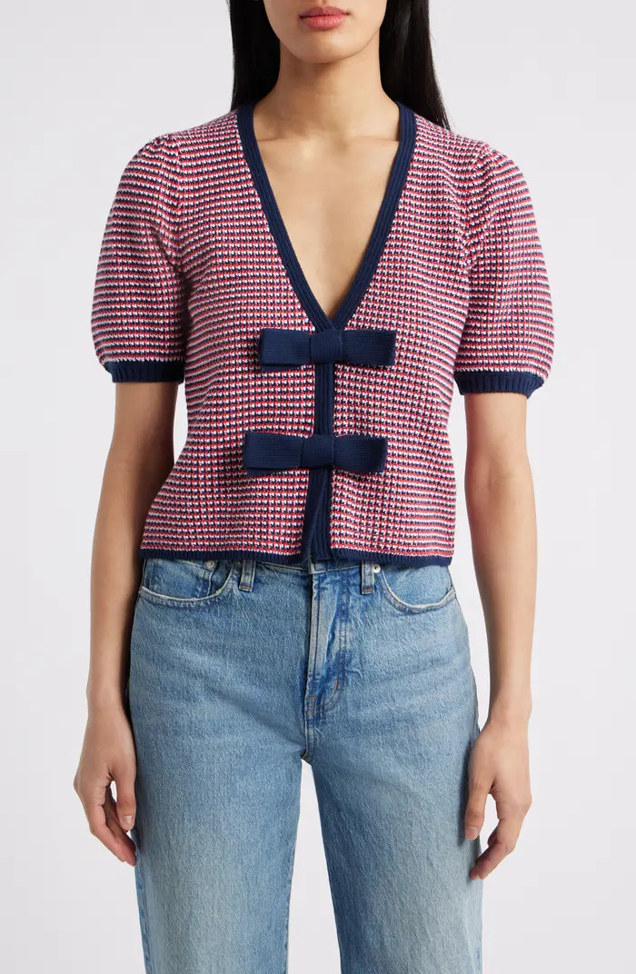 Elaine Bow Front Puff Sleeve Cardigan | Nordstrom