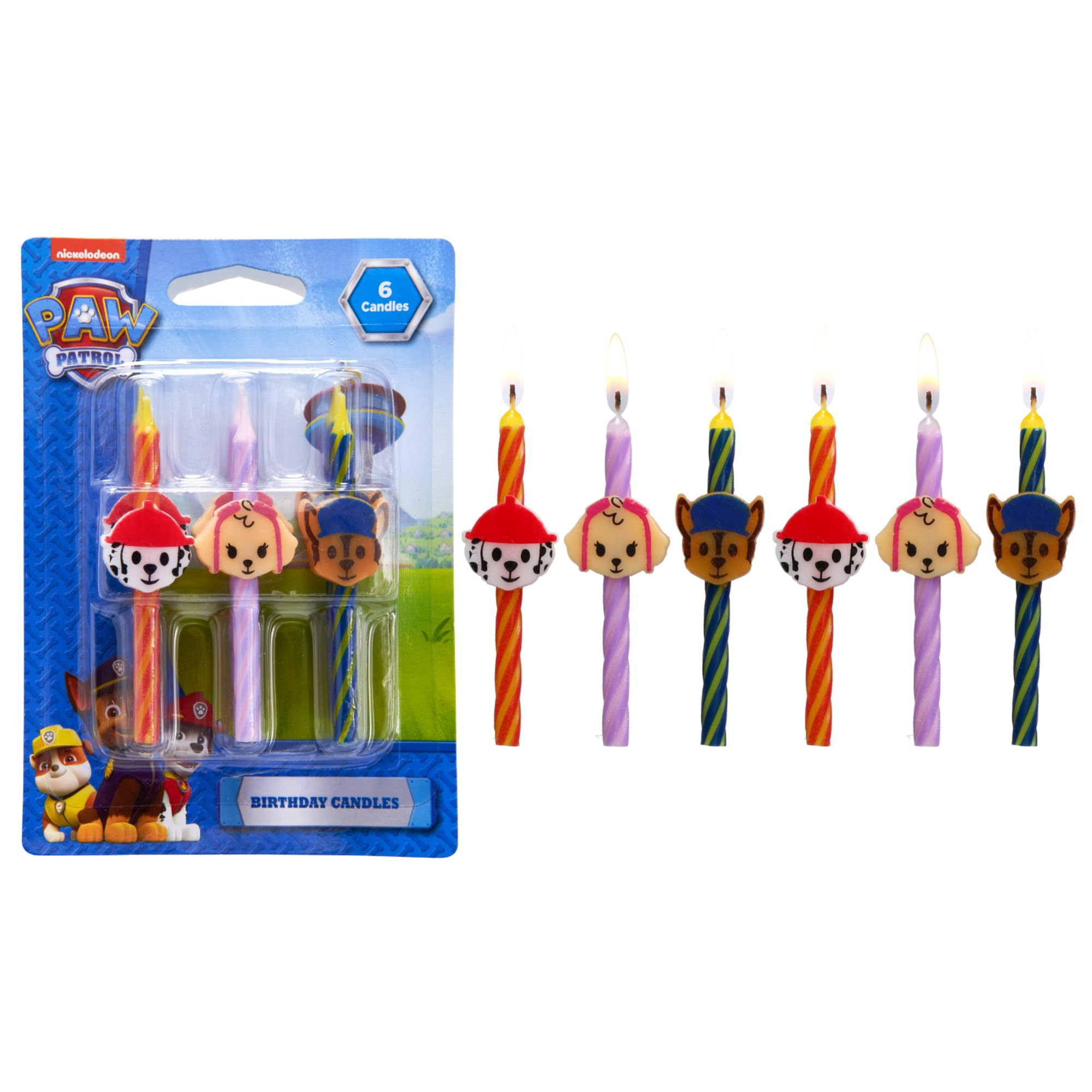 PAW Patrol Birthday Cake Candles | 6 Birthday Candles for Cake Decorations, Red, Pink, Blue Candl... | Amazon (US)