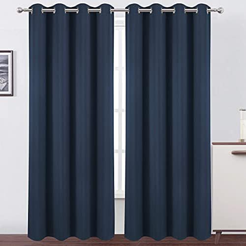 LEMOMO Navy Blue Blackout Curtains 52 x 84 inch/Set of 2 Curtain Panels Room Darkening Bedroom Cu... | Amazon (US)