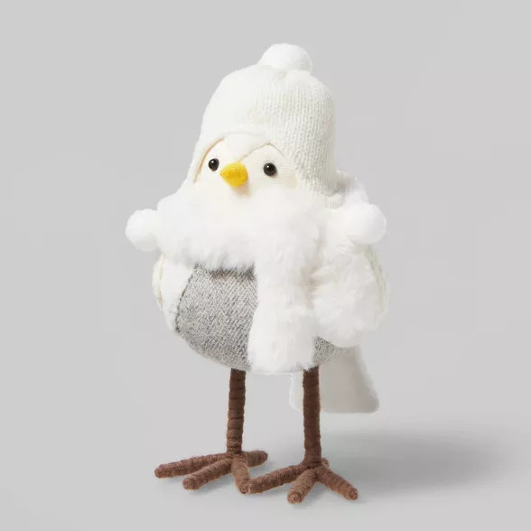 Bird with Knit Hat & Scarf Decorative Figurine White - Wondershop™ | Target