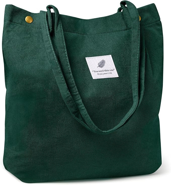 Ndeno Women Tote Bags Grocery Shoulder Bag Corduroy with Inner Pocket for Work Beach Lunch Travel... | Amazon (US)