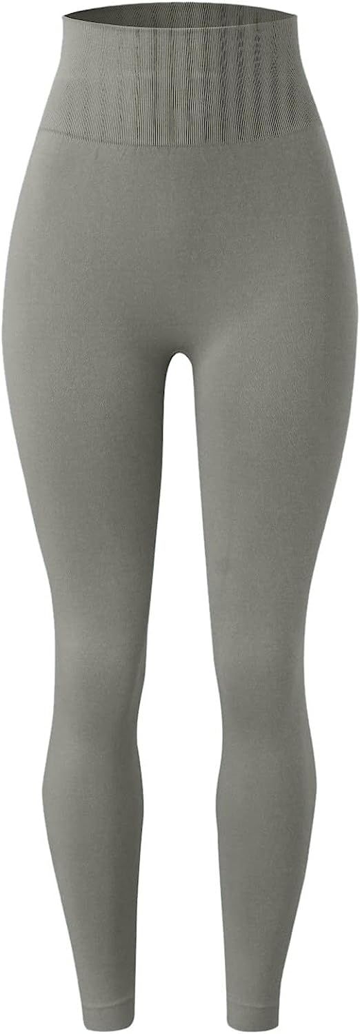 XIAOBU Workout Leggings Women's High Waist Butt-Lifting Stretch Slim Yoga Pants Solid Casual Spor... | Amazon (US)