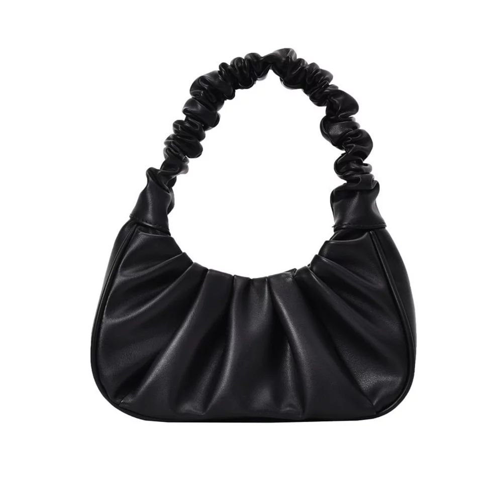 hksybuy Elegant Pleated Handbag Women Leather Travel Totes Shoulder Bag (Black) | Walmart (US)