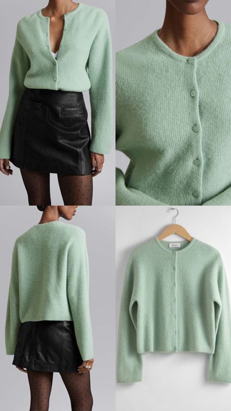 Knitted Cardigan. Mint color. Long sleeve. Under £100. Spring, casual look.  Affordable fashion.  Wardrobe staple. Timeless. Gift guide idea for her. Luxury, elegant, clean aesthetic, chic look, feminine fashion, trendy look, workwear, office.  & other stories outfit idea. 


#LTKworkwear #LTKGiftGuide #LTKfindsunder100