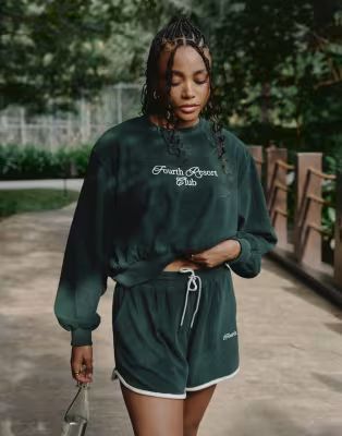 4th & Reckless X Loz Vassallo Ella towelling set in green | ASOS (Global)