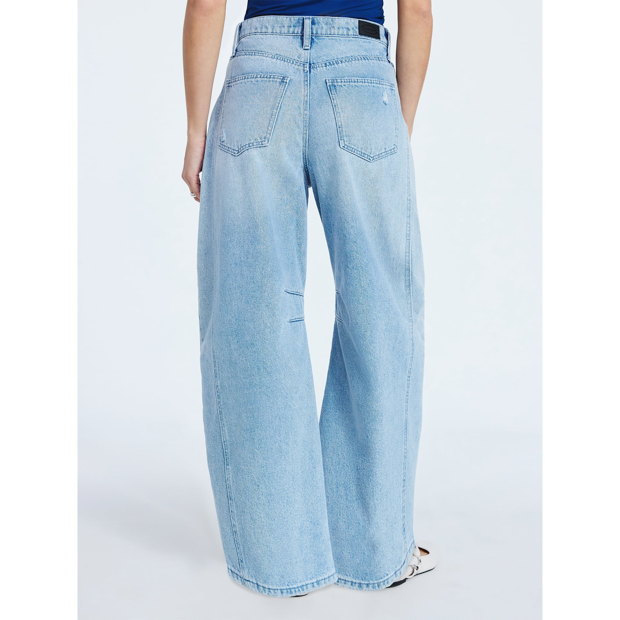 Scoop Women’s and Women's Plus High-Rise Ankle Barrel Jeans with Distressed Details, Sizes 0-26 | Walmart (US)